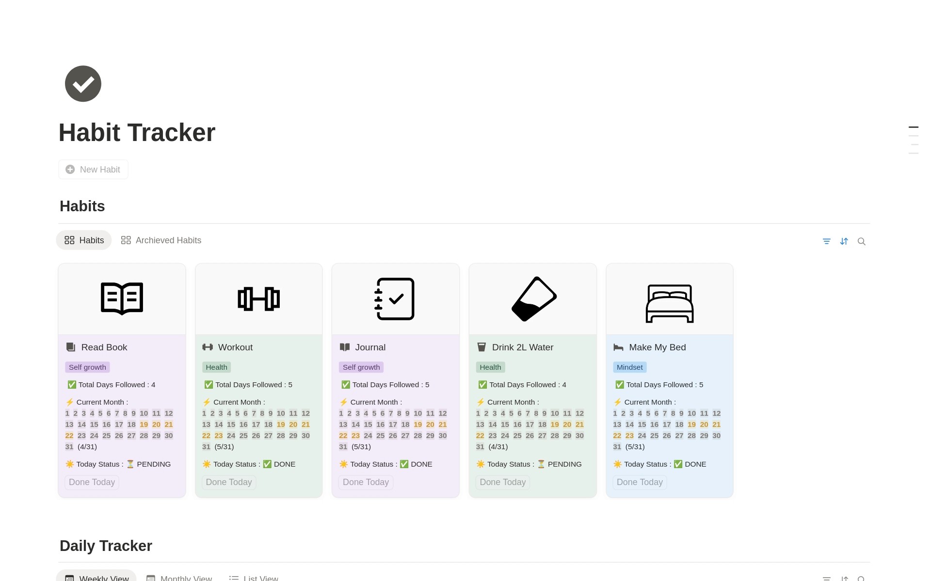 notion habit tracker template