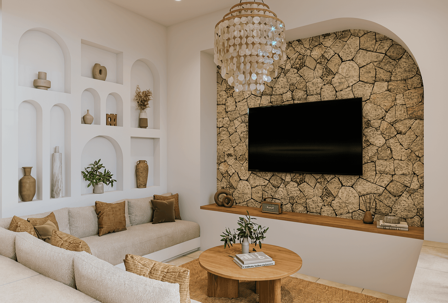 Modern open-plan kitchen and lounge in a Bali villa, showcased by an expert real estate agency for investors.