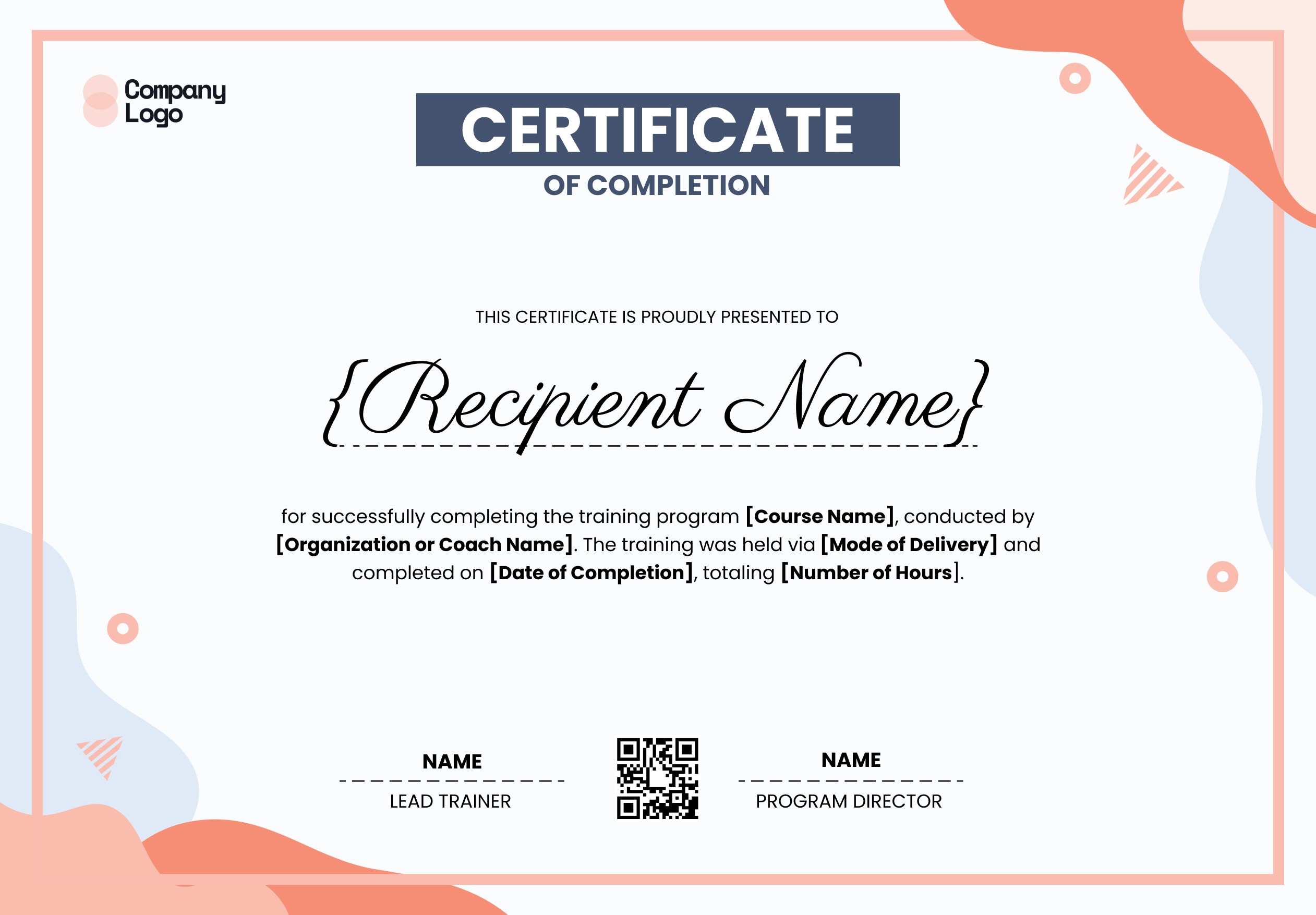 Wauld - Organized and professional training completion certificate template