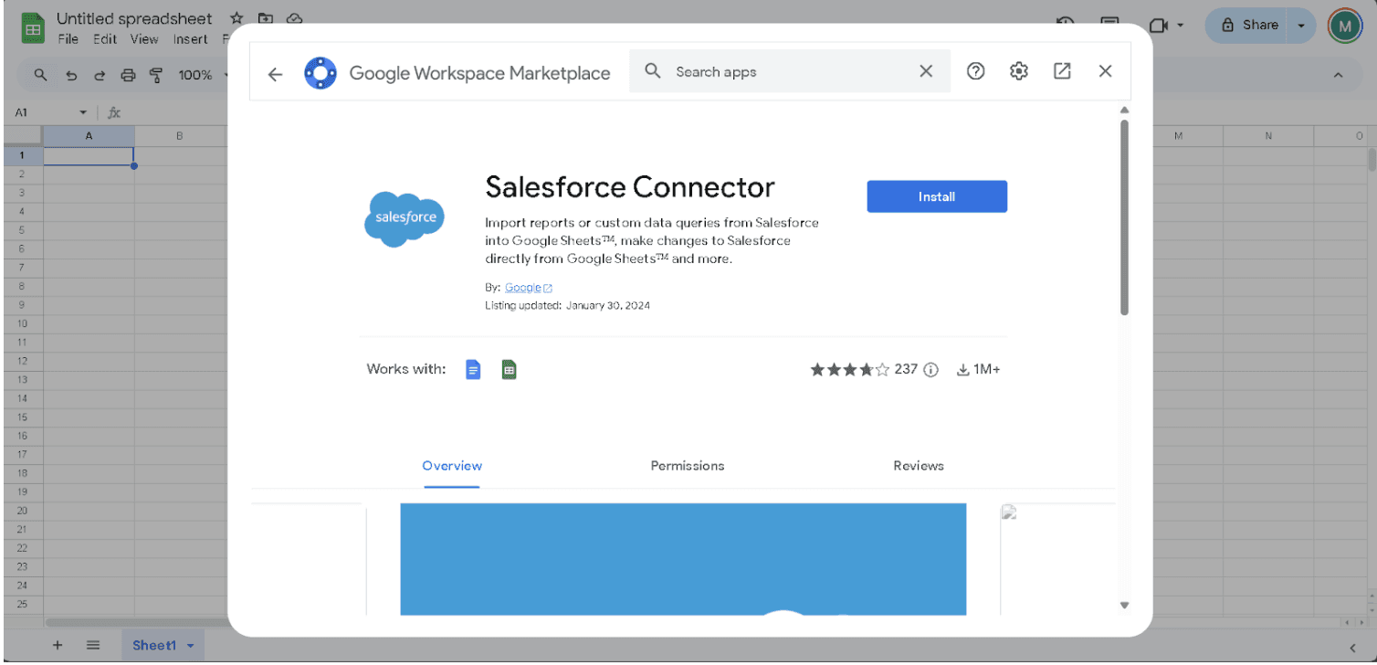 Salesforce Connector in Google Workspace Marketplace