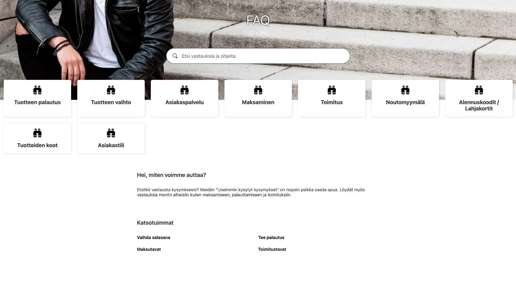 FAQ -sivun esimerkki