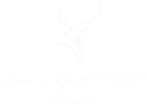 White deer head logo for Franz-Josef Distler Immobilien.