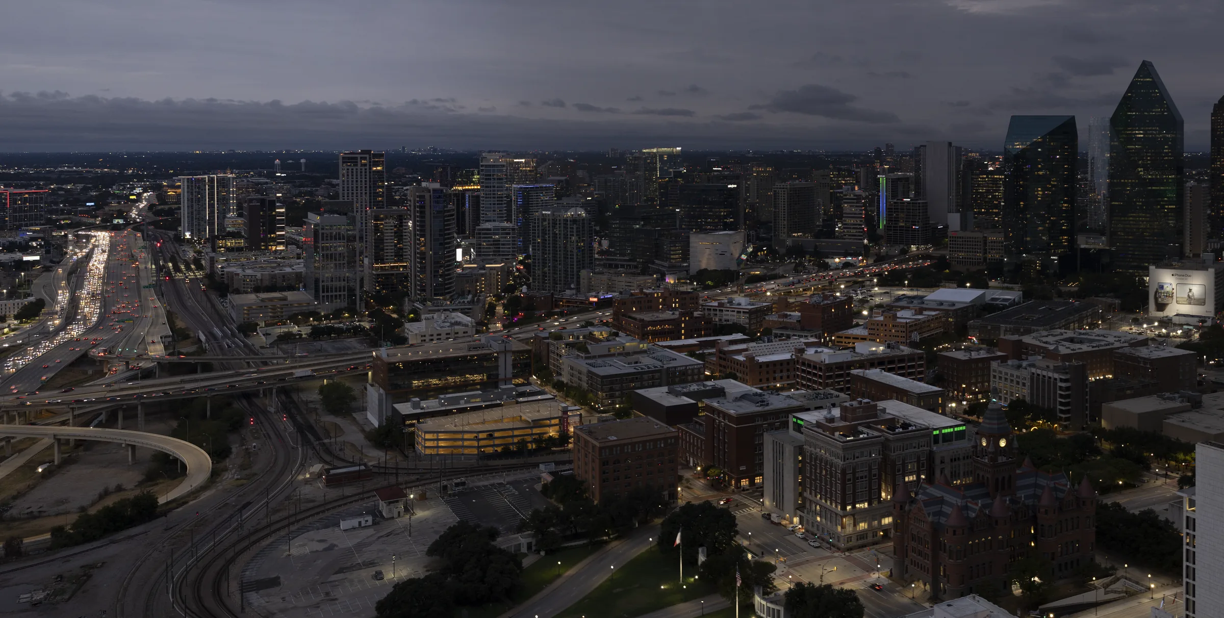 Uptown Dallas apartment towers seen from Reunion Tower, October 2026