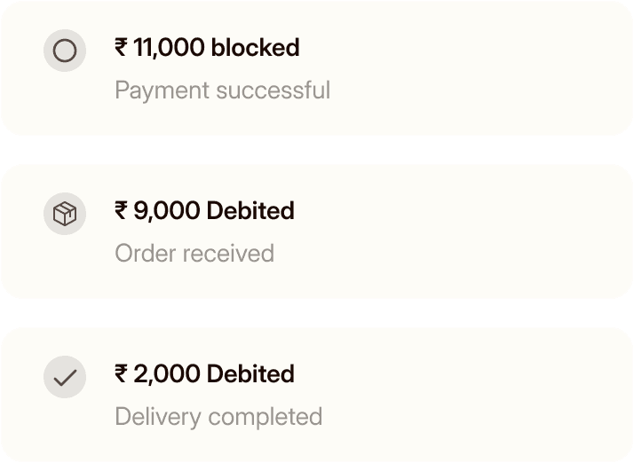 One block followed by multiple debits