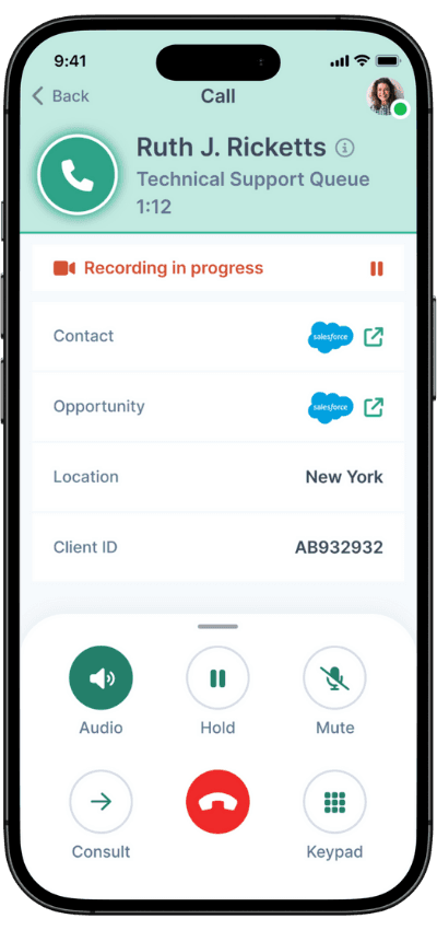 Mobile Voice for Salesforce Voice recording screenshot