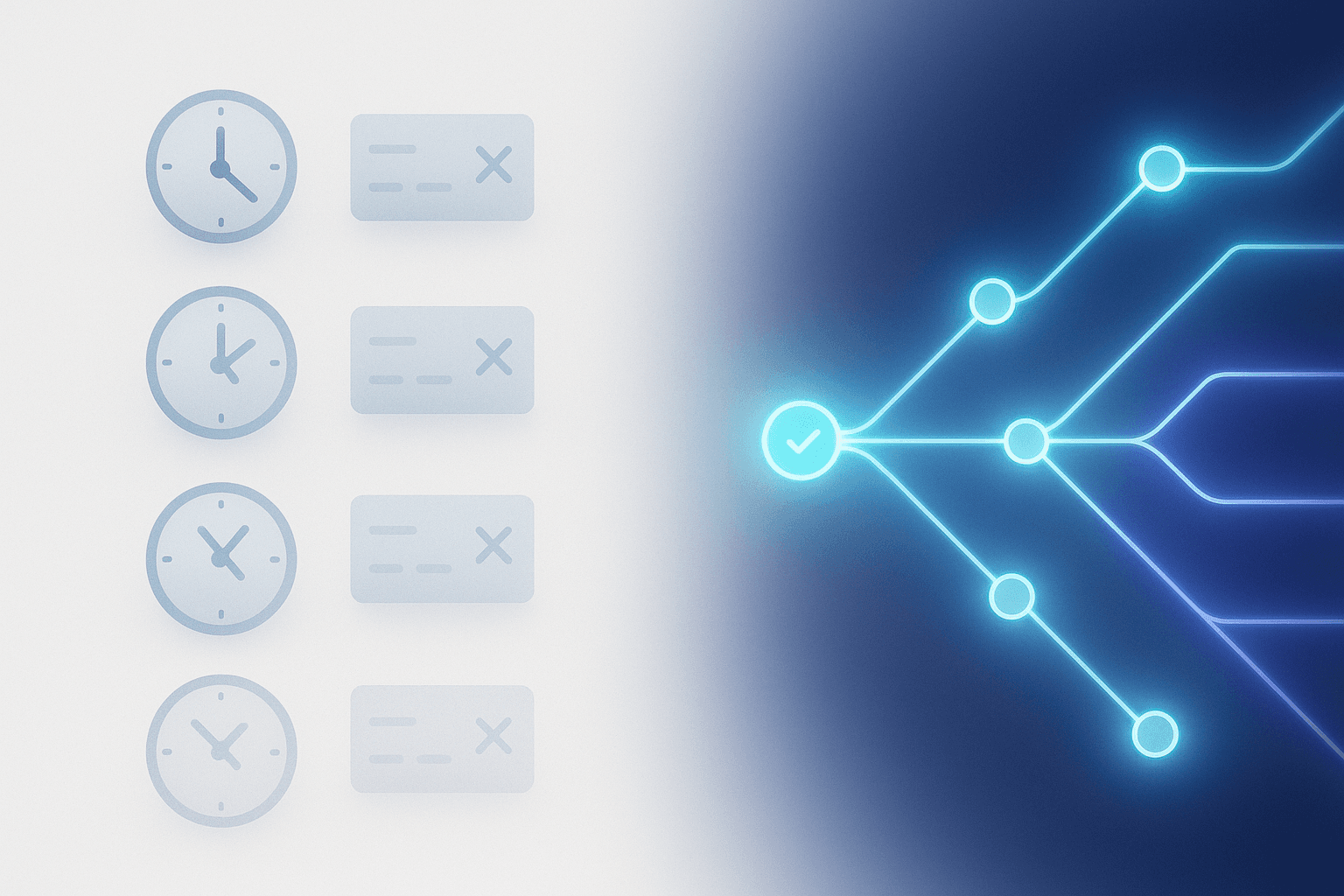 Split-screen concept showing rigid static retries versus dynamic AI-driven payment recovery