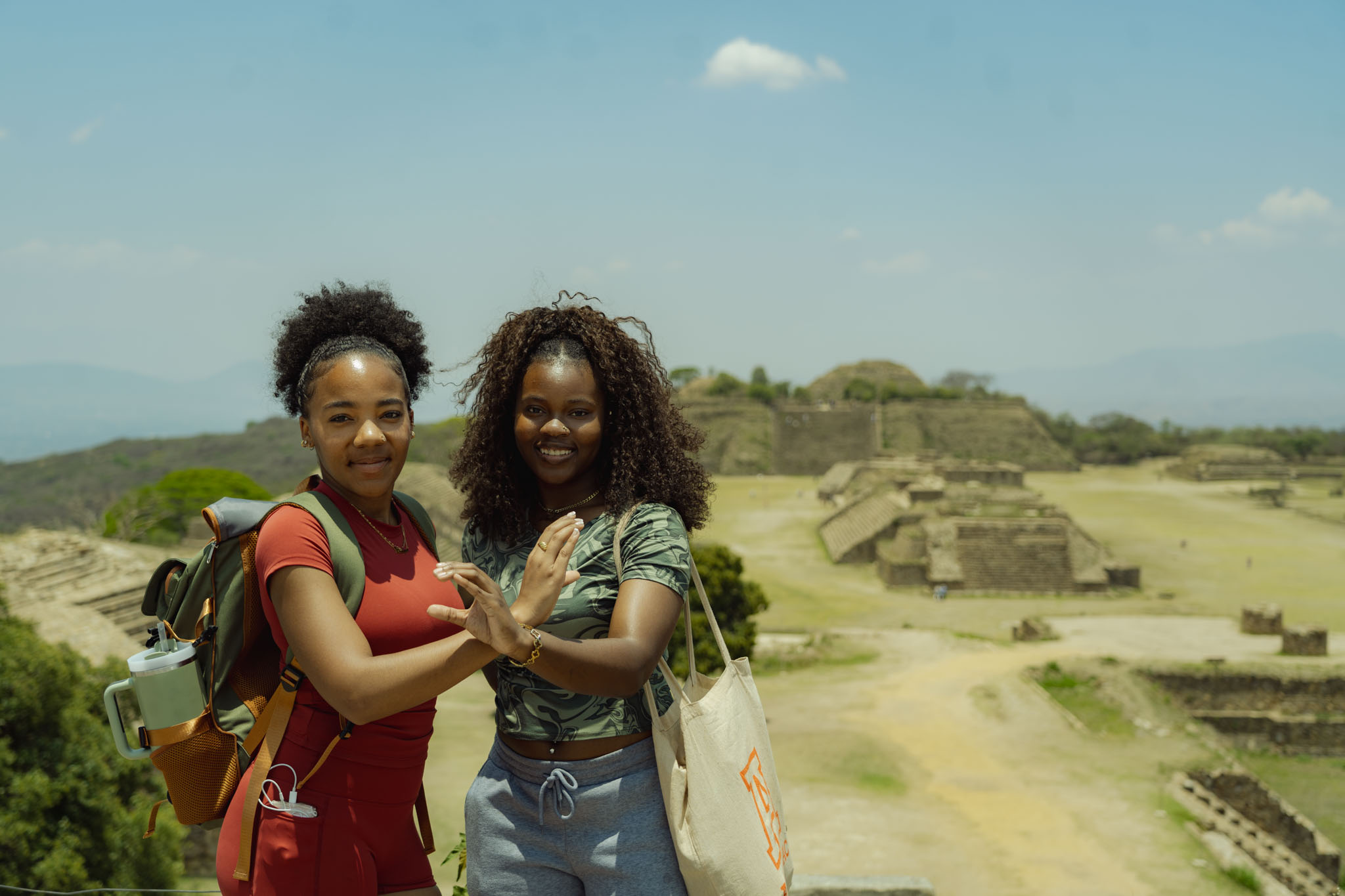 2 students together at Monte Alban ruins