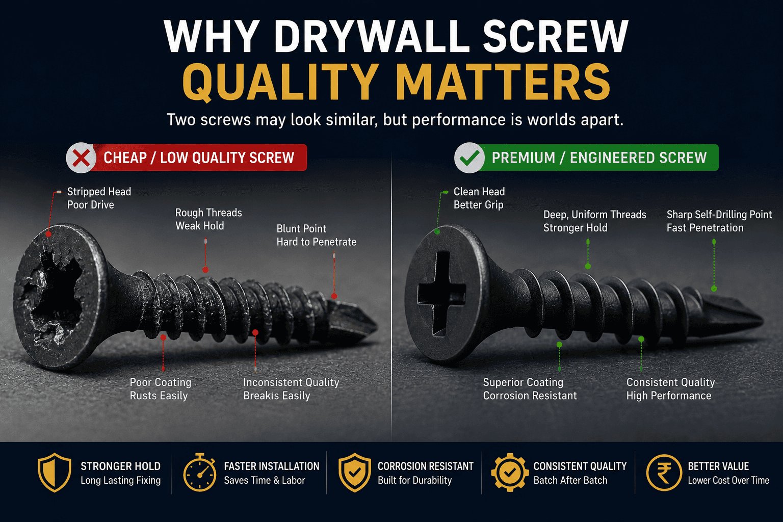 quality drywall screws