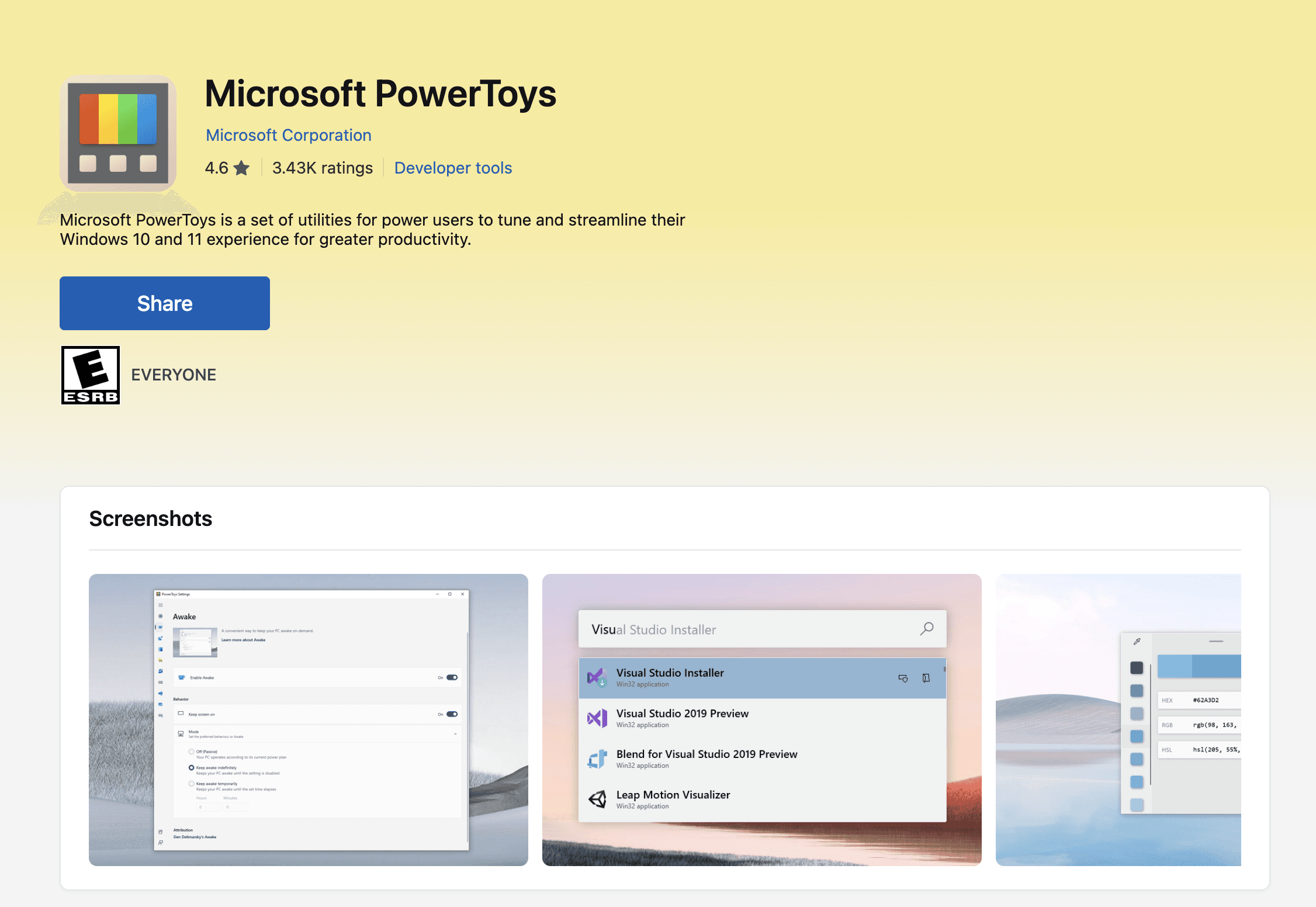 Microsoft PowerToys homepage screenshot 