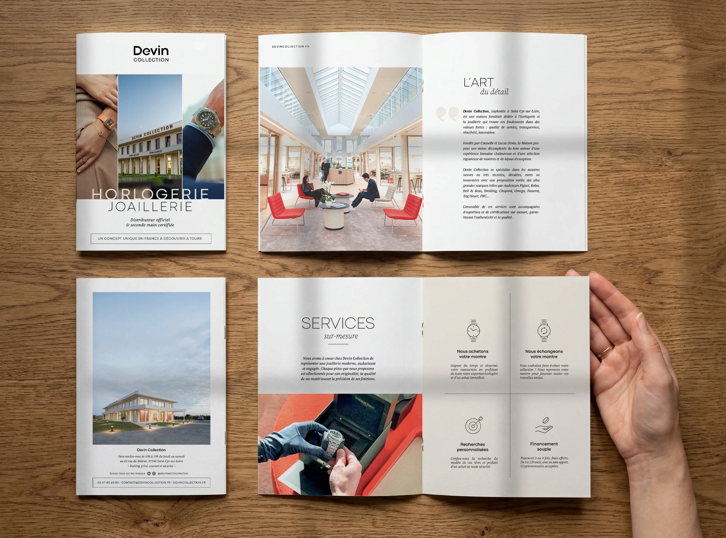 brochure fermée et ouverte A5 de devin collection
