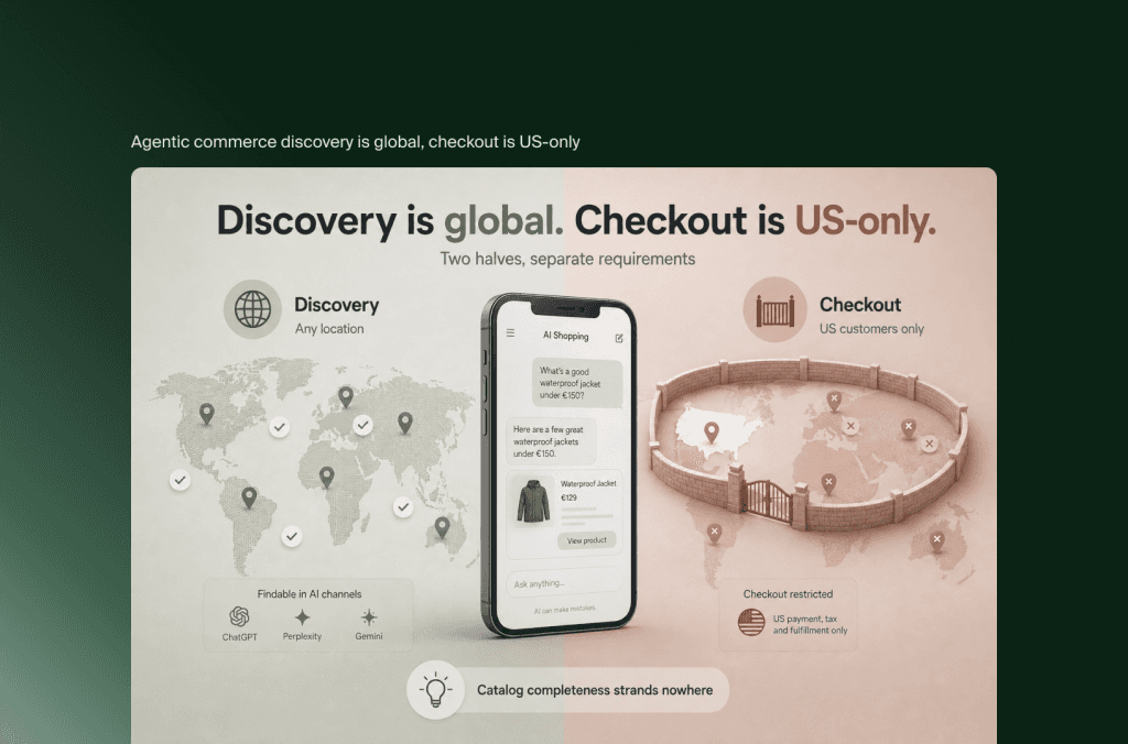 Agentic Commerce auf der Karte: Entdeckung per KI-Shopping funktioniert überall, der Checkout nur für US-Kunden