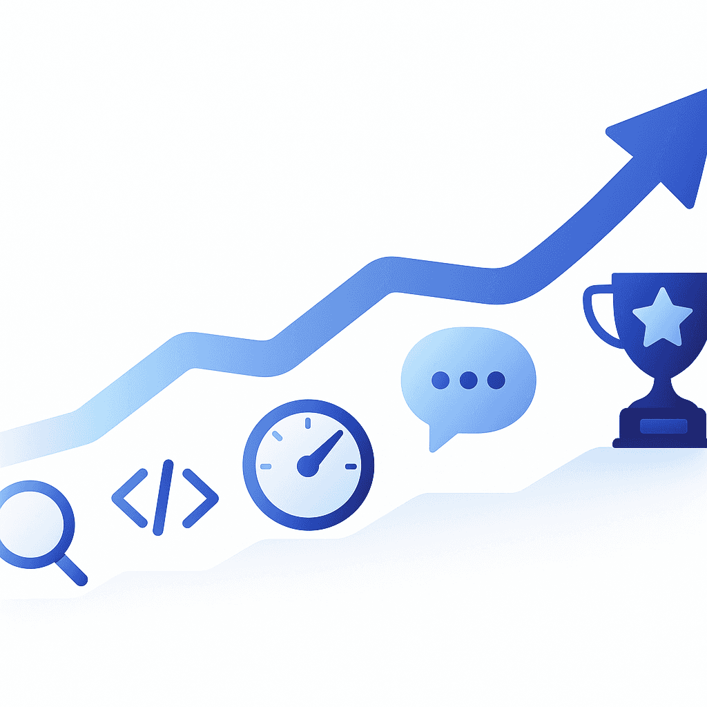 Five-segment arrow pathway with icons showing steps toward GEO readiness