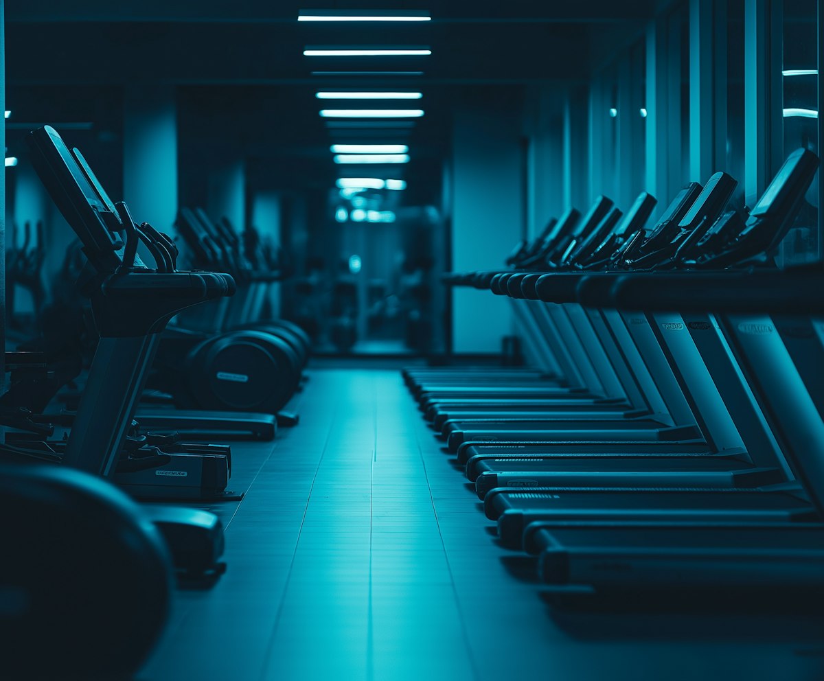 Row of treadmills in the engine room