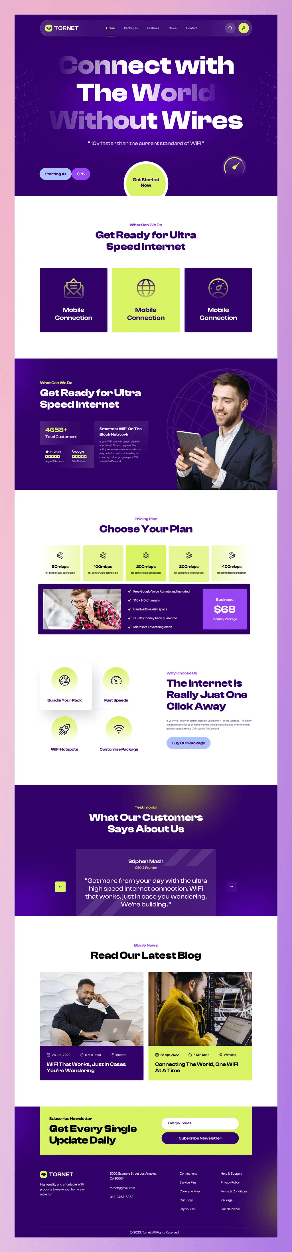Internet Provider Website Landing Page
