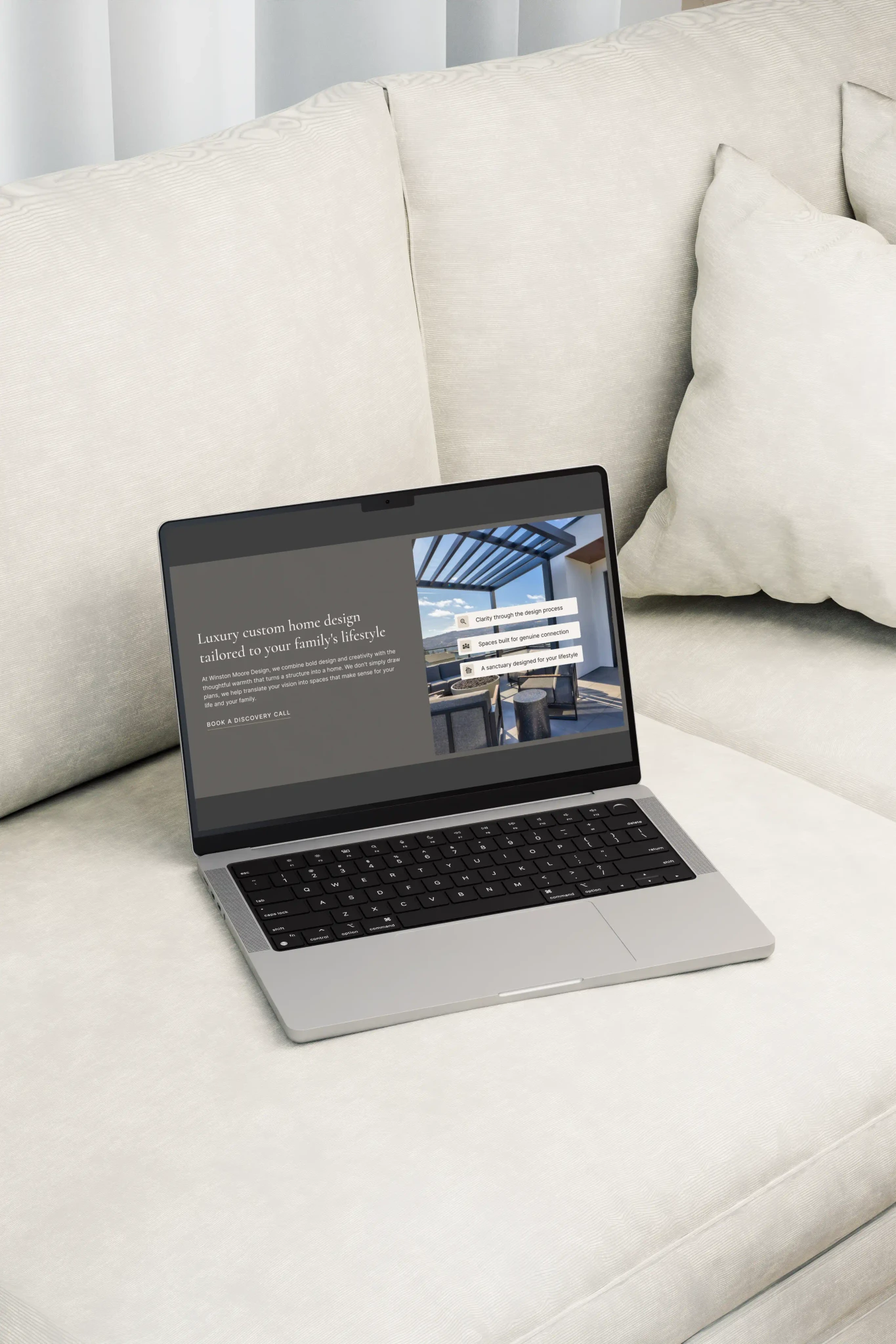Winston Moore website displayed on a digital device mockup website showcase