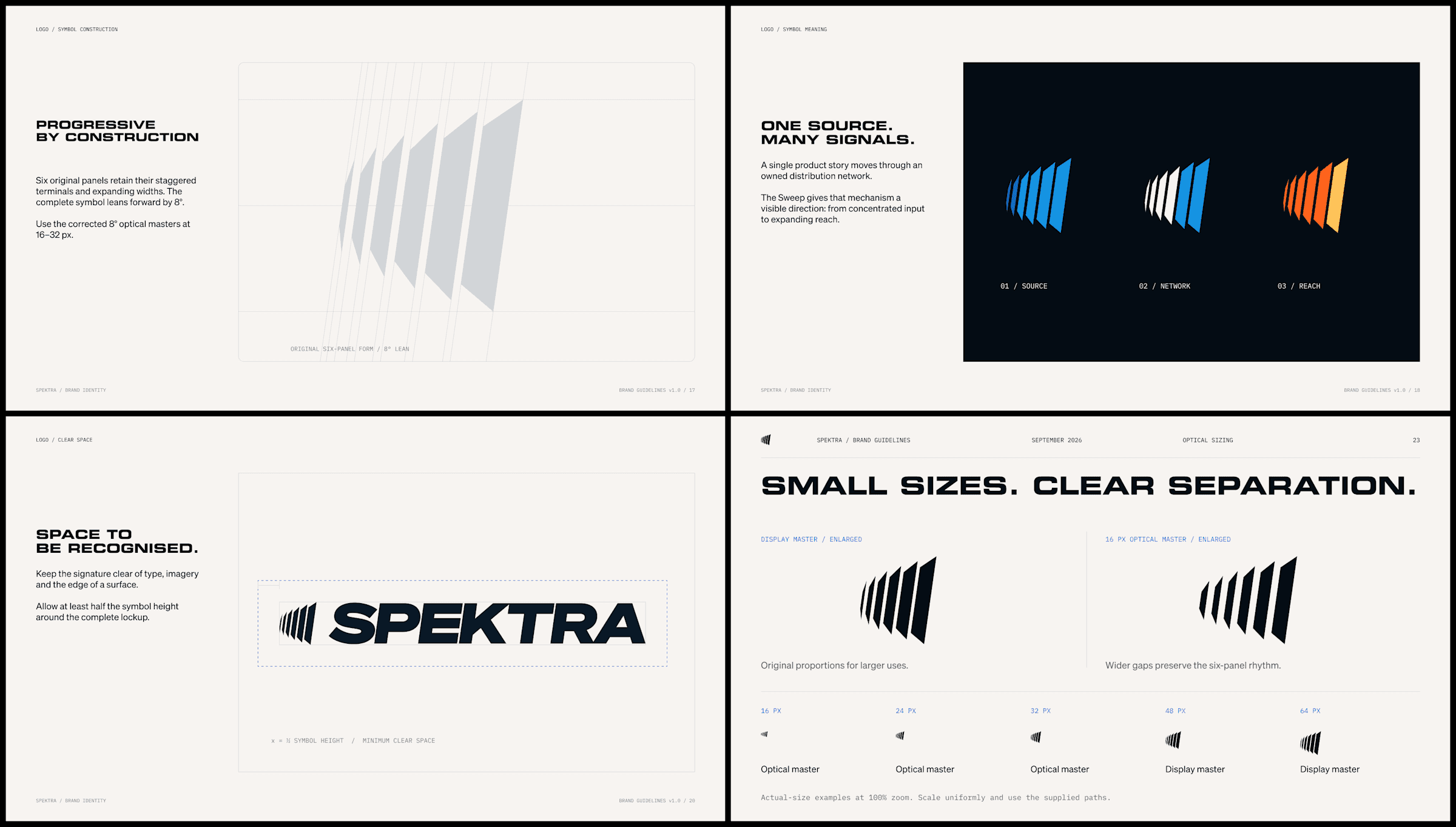 Spektra — symbol construction, meaning, clear space and small-size optical masters