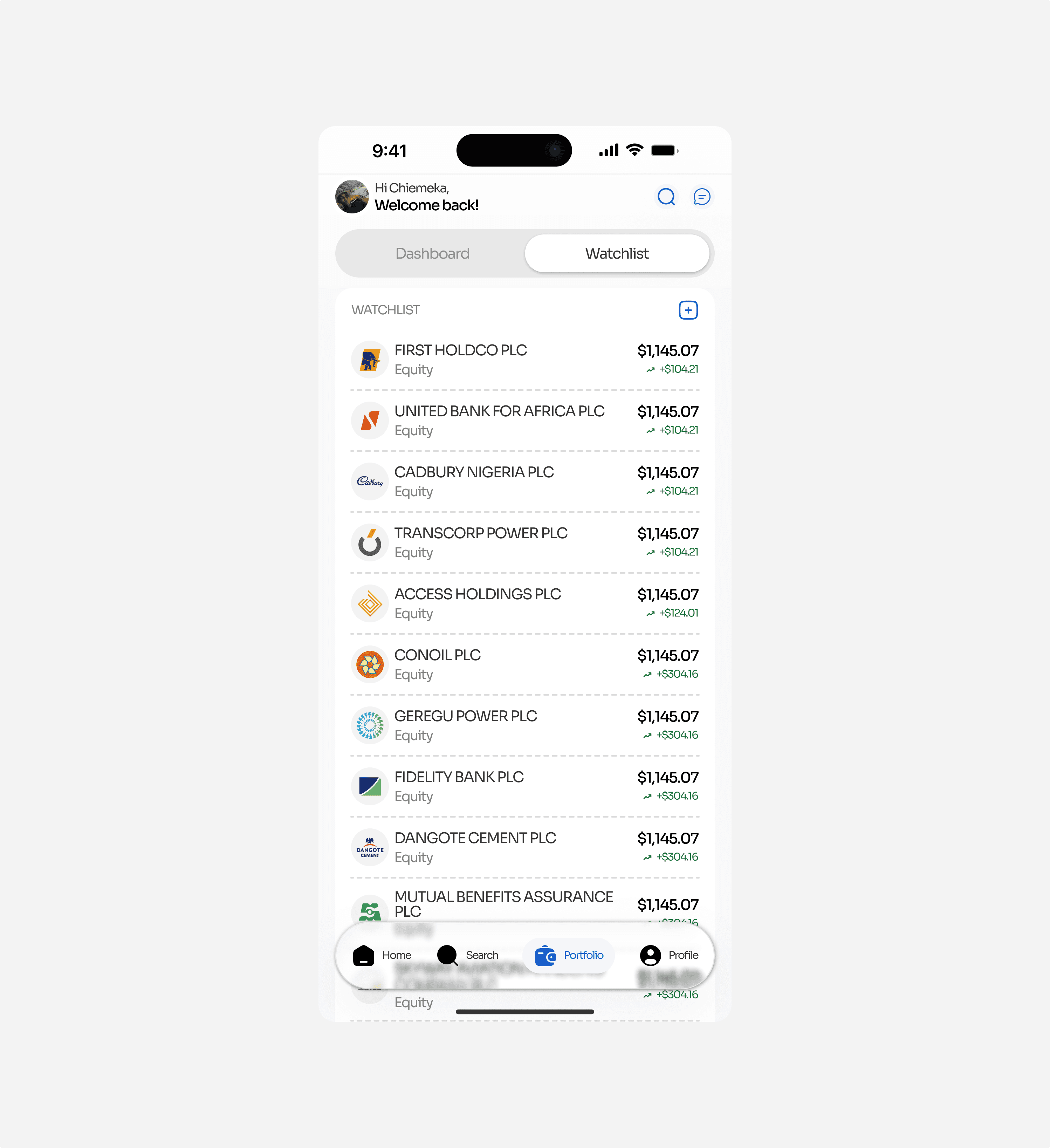 Watchlist Management Screen