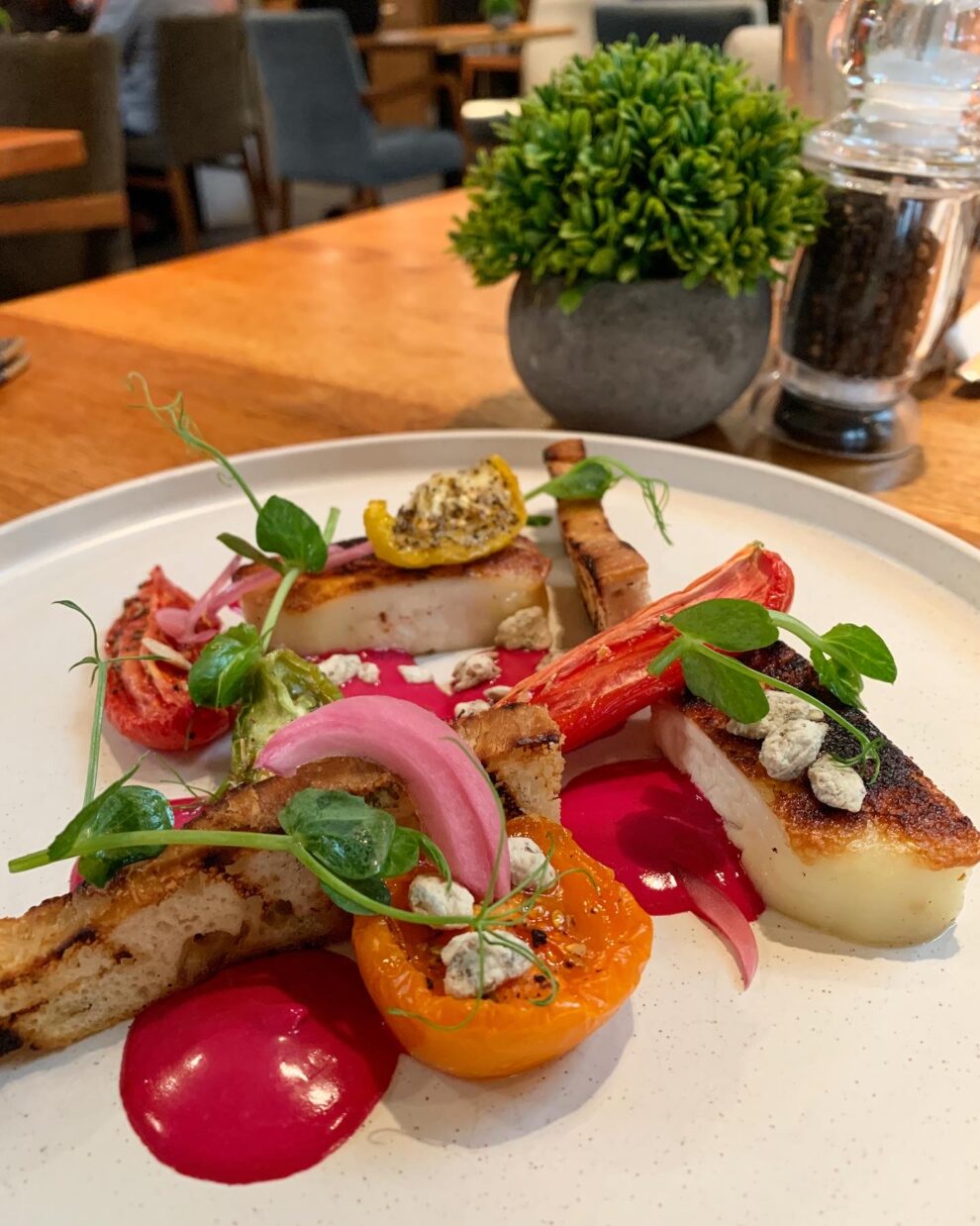 food served on a white plate