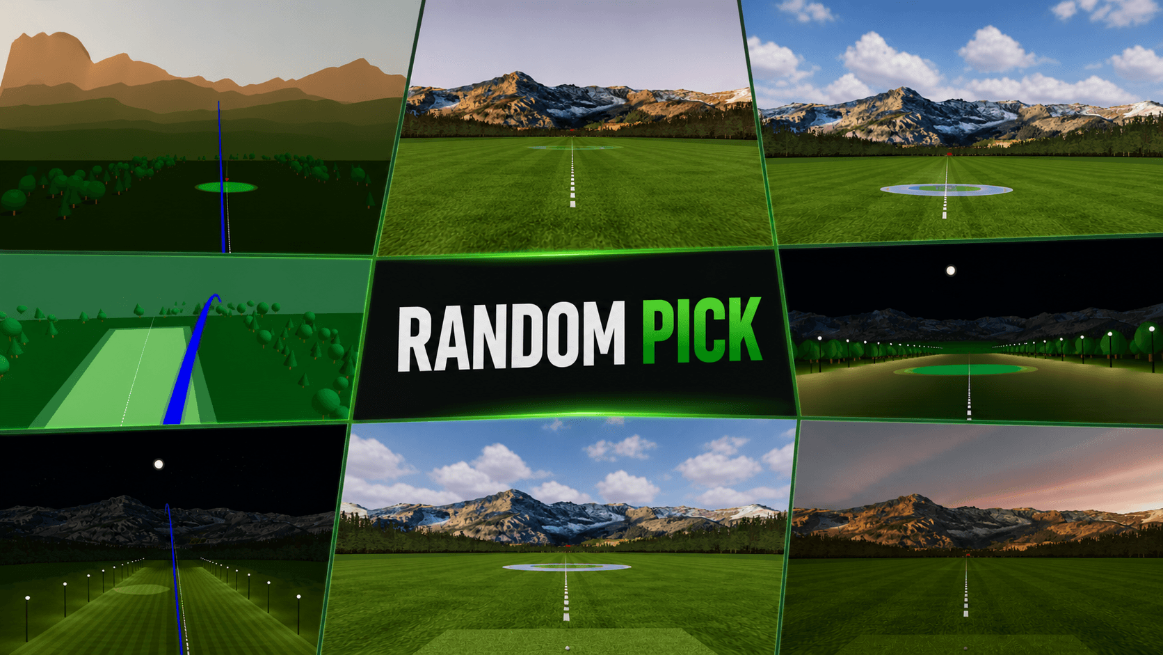random golf practice mode selection feature in ShotForge for varied training sessions