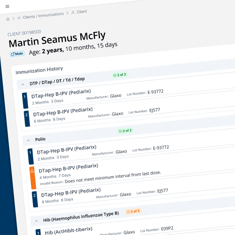 A Mockup of an Immunization Information System