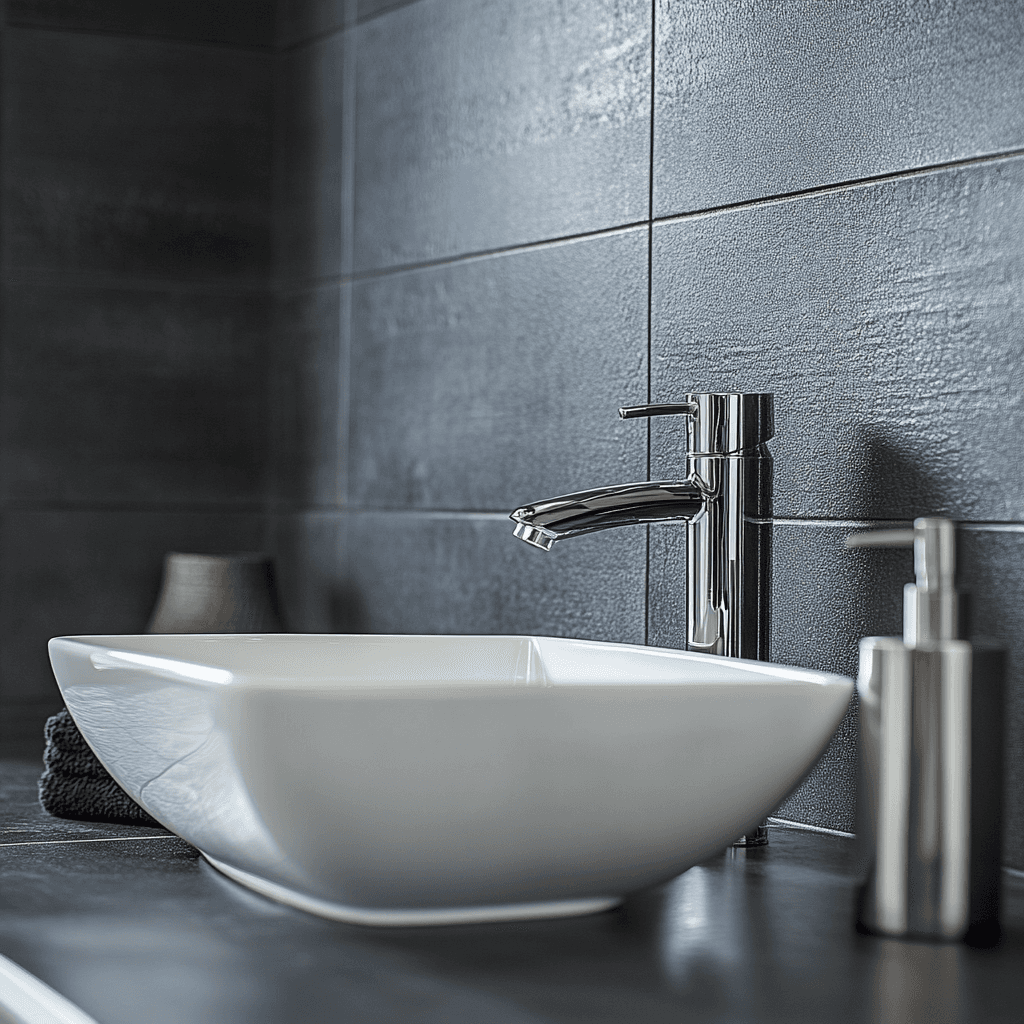 Hochwertige Materialien im Badezimmer für Armatur und Waschbecken