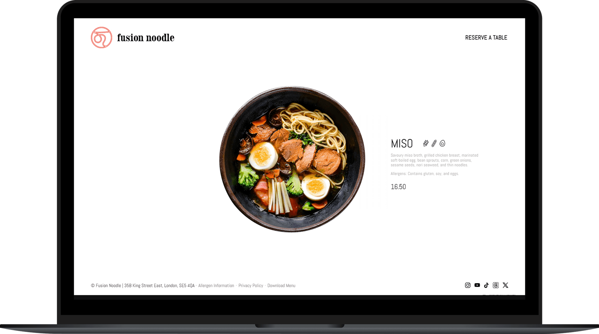 Fusion Noodle ramen restaurant web design