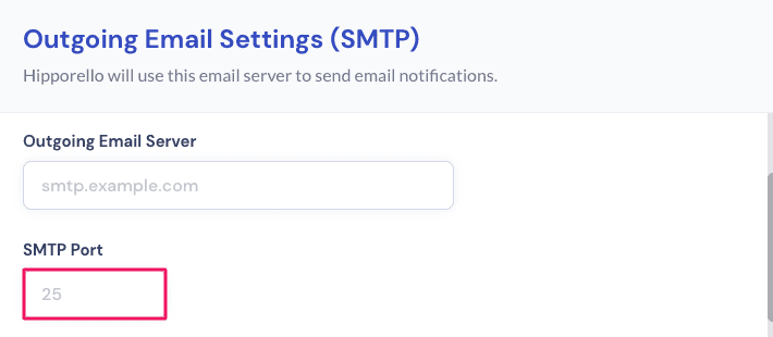 Hipporello Service Desk SMTP settings