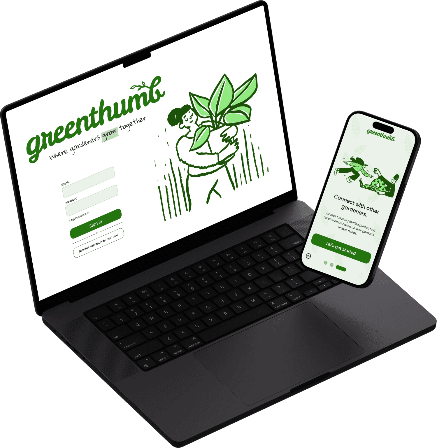 greenthumb desktop & mobile device mockup