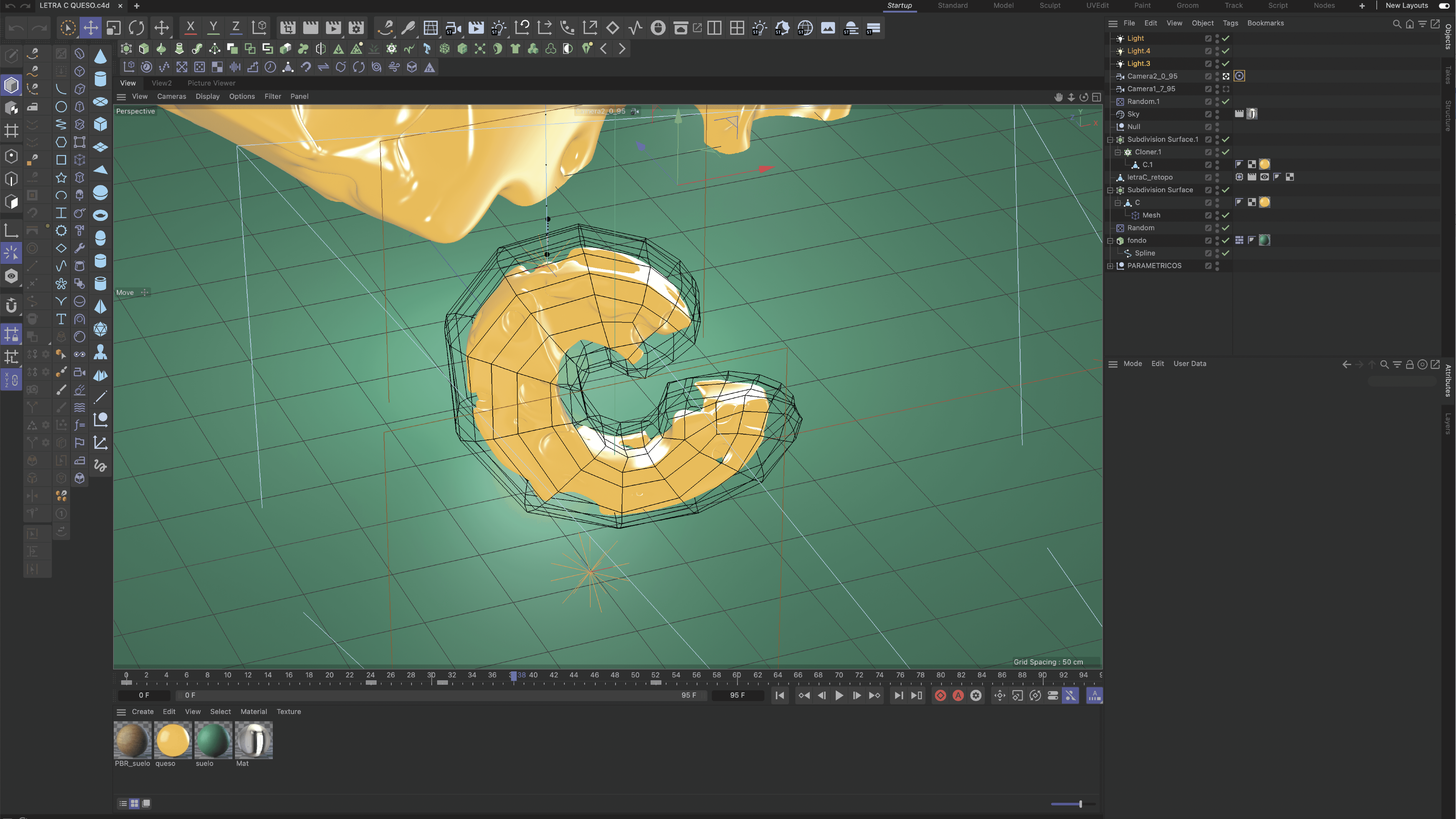 Comportamiento caída de un cuerpo en Cinema4D.