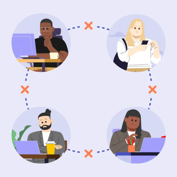 男性がデスクで悩んでいる様子