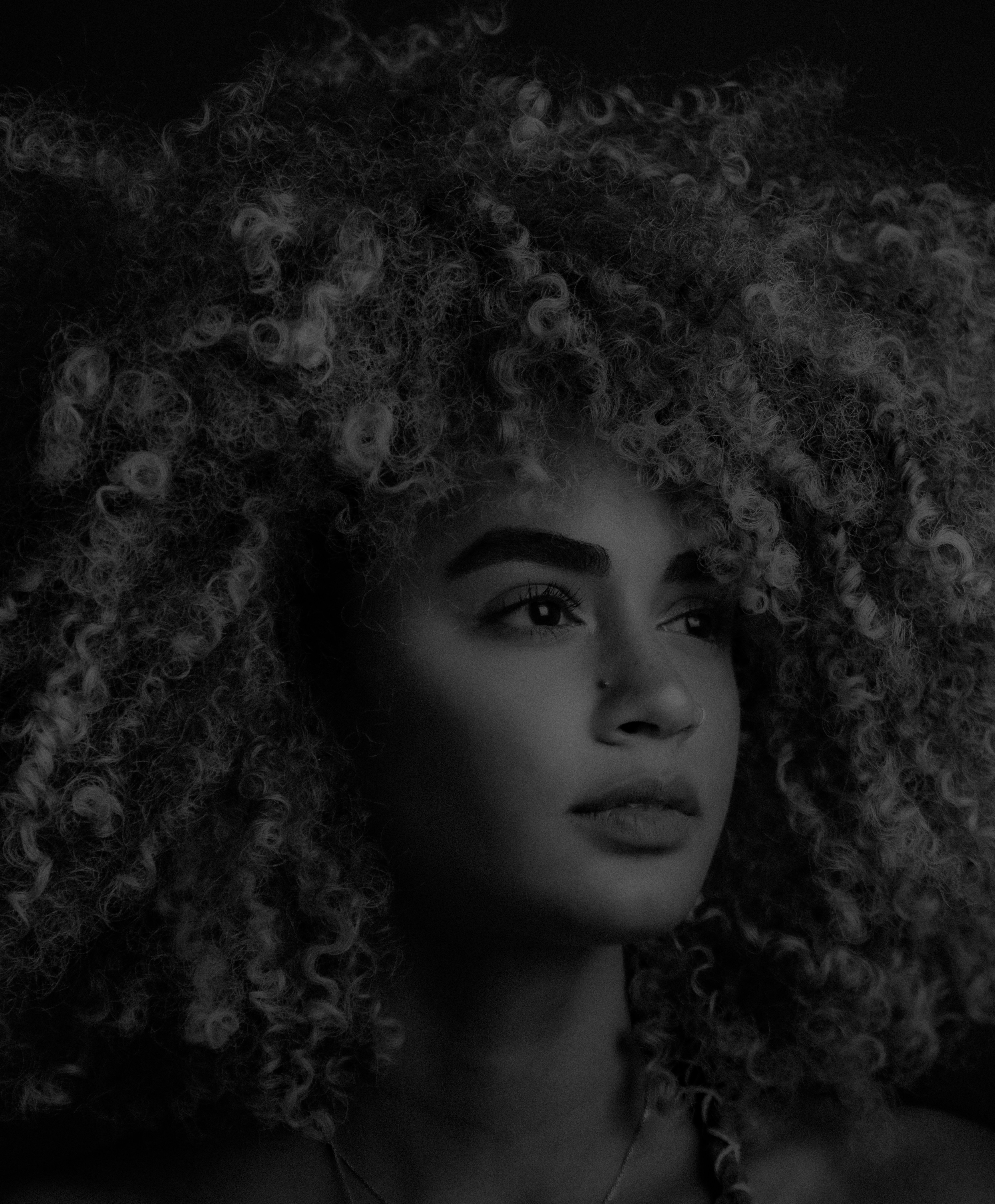 woman face in black and white