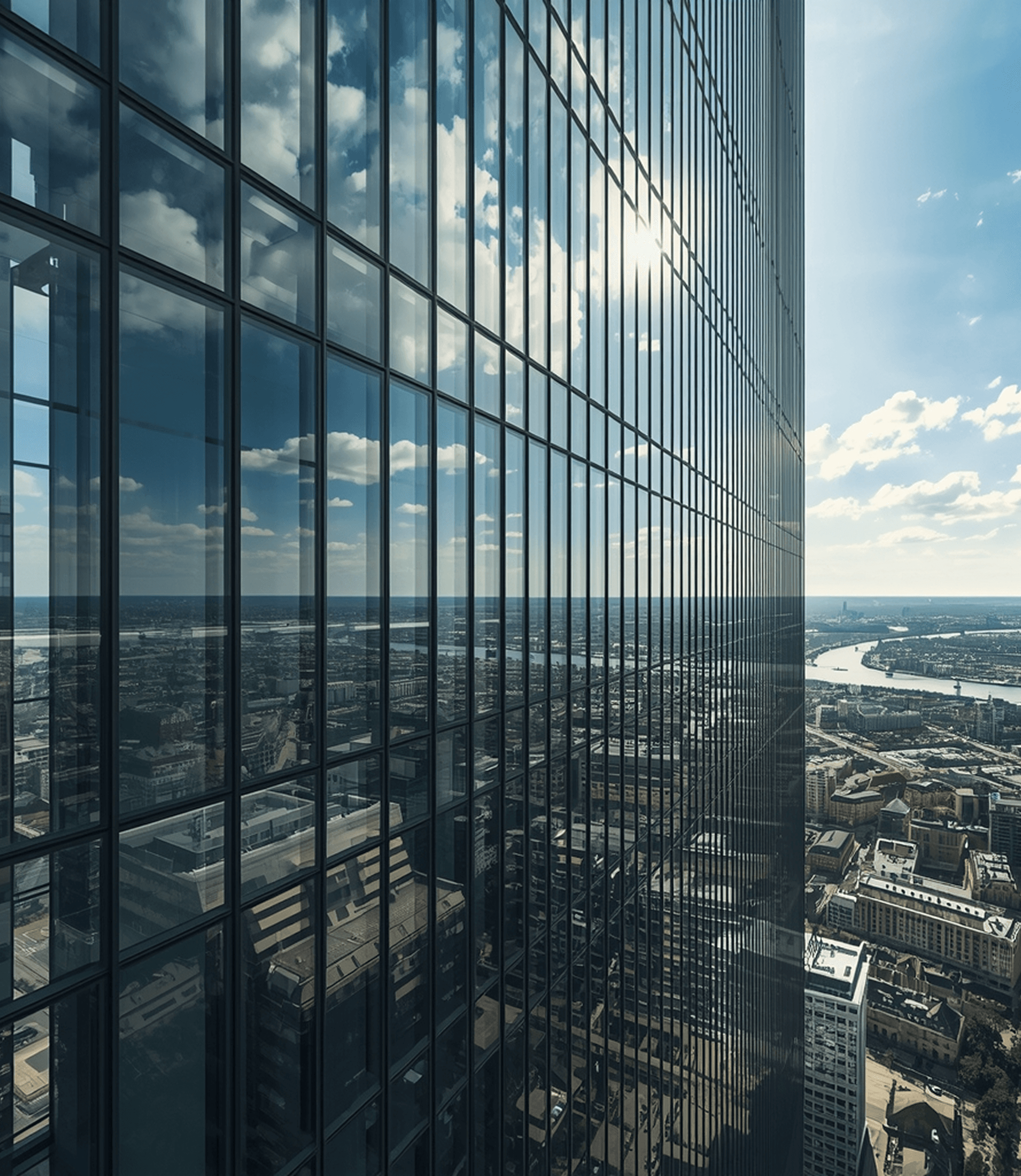 Glass skyscraper reflection