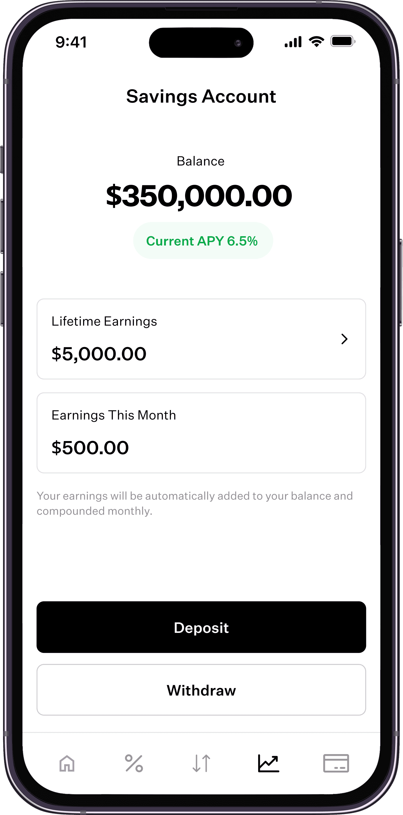 Screenshot of a mobile app displaying investment portfolio details and performance metrics.