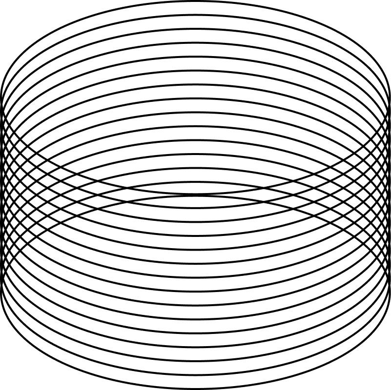 Lines in the shape of a cylinder.