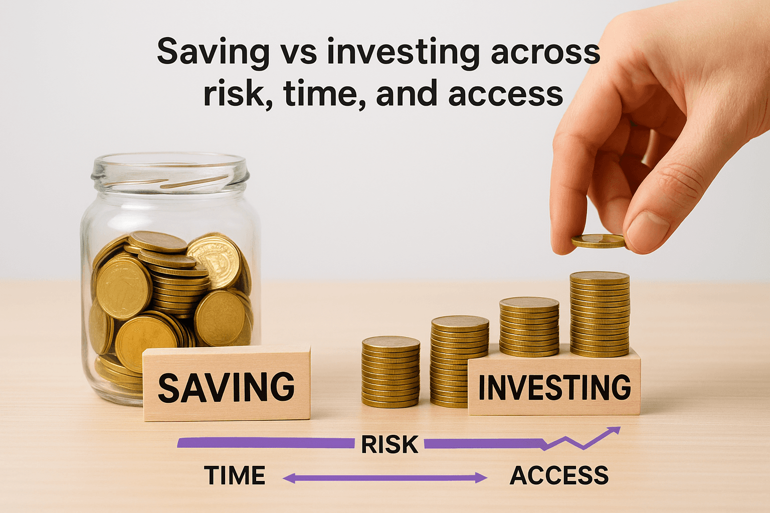 Saving vs investing across risk, time, and access
