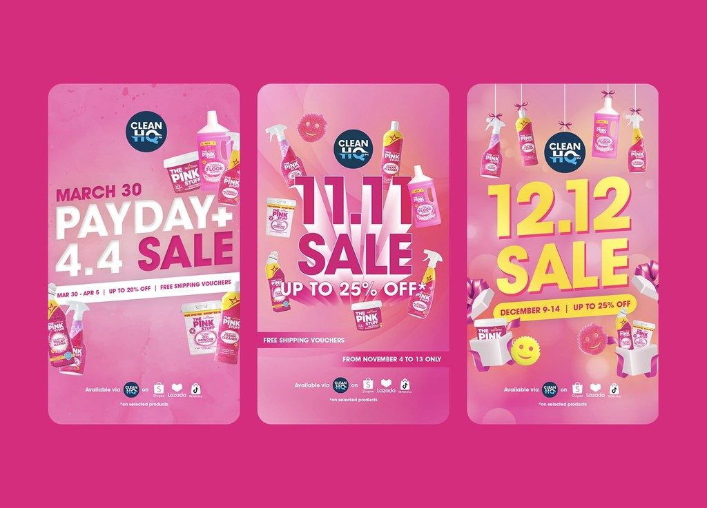 Social media design for The Pink Stuff