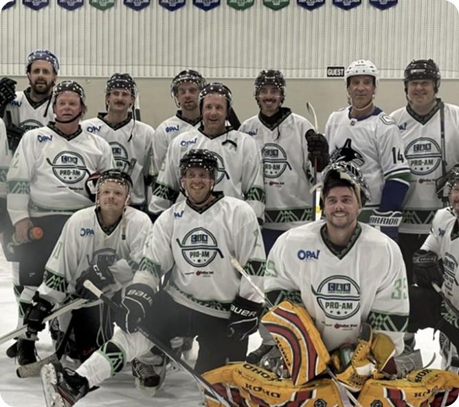 Adanac Sales hockey team at a charity tournament supporting Canucks Autism Network