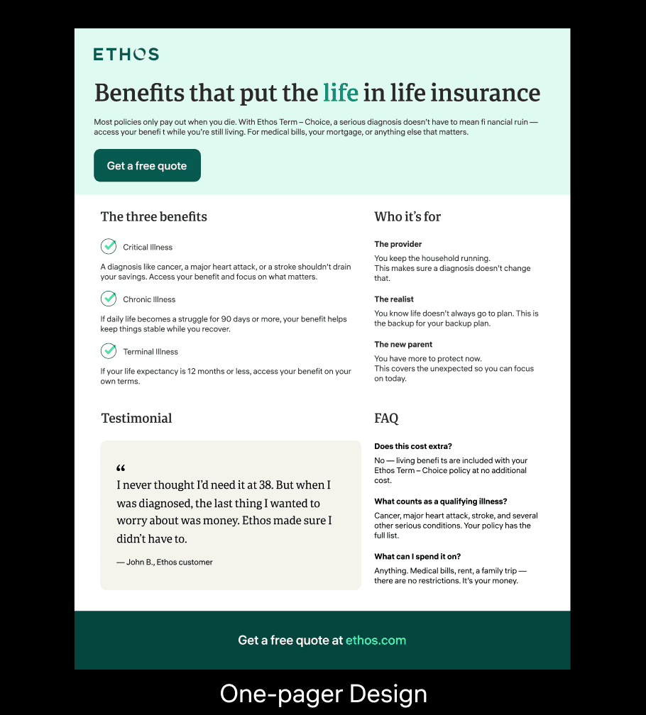 One-pager design