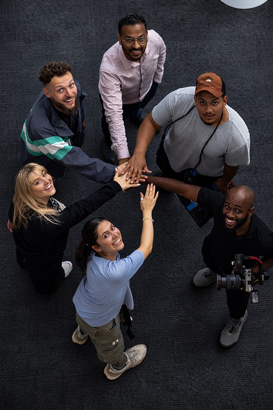 Film crew setup on scene.