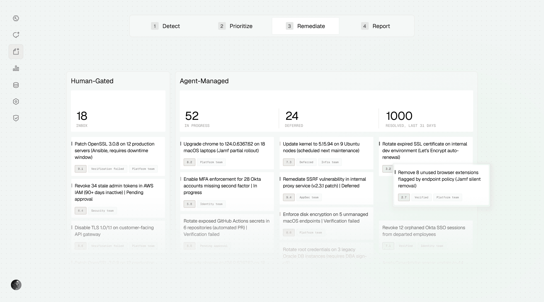 Cogent Platform Screen - Remediate