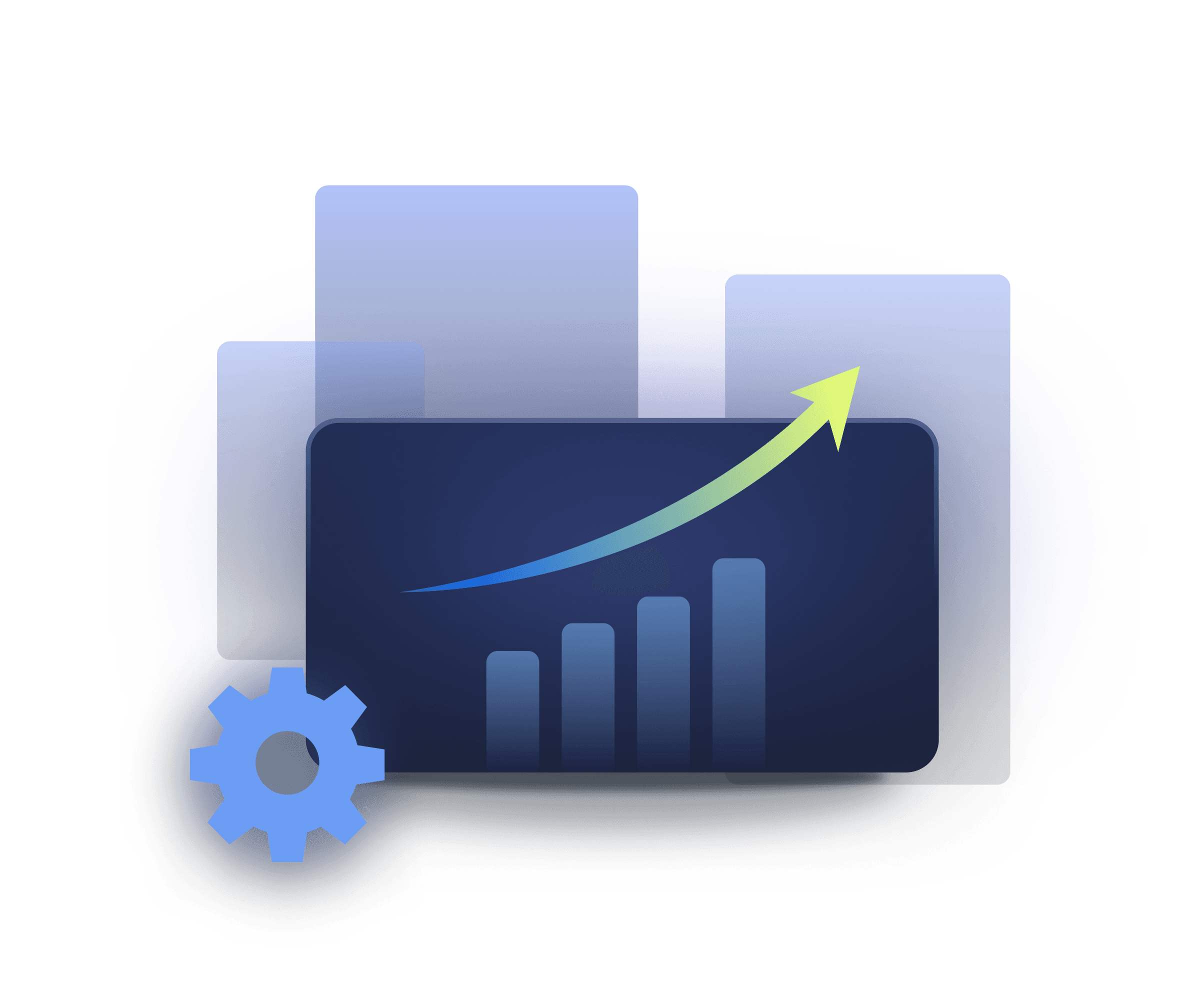 웹 인터페이스 화면과 기어 아이콘이 결합된 이미지로 Alpy를 통한 AI Agent 구축을 상징하는 이미지