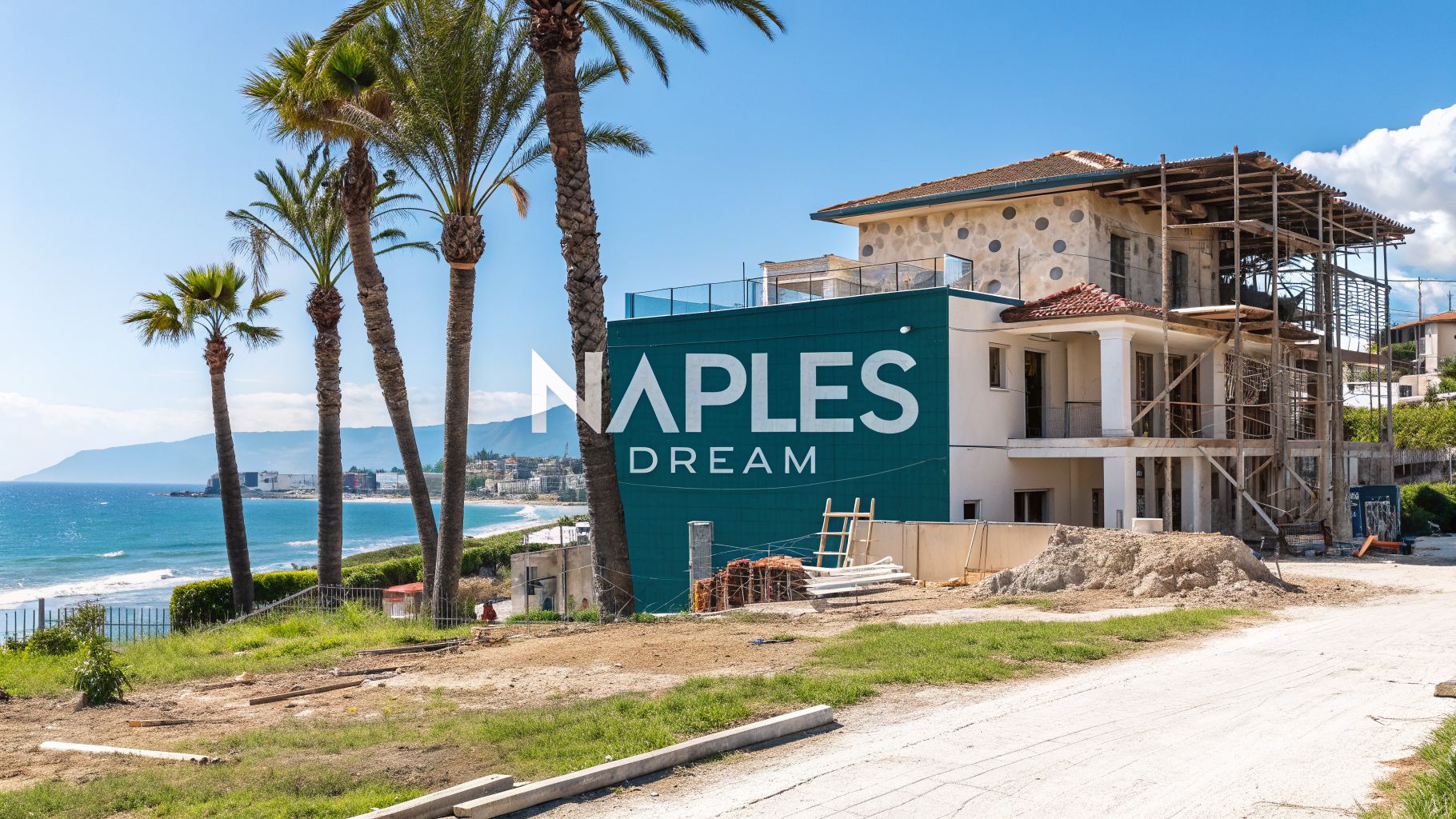a home under construction next to the beach