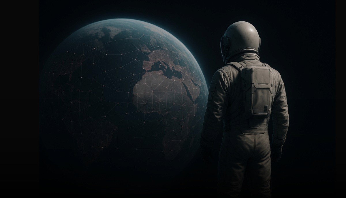 astronaut looking at the Earth from far away