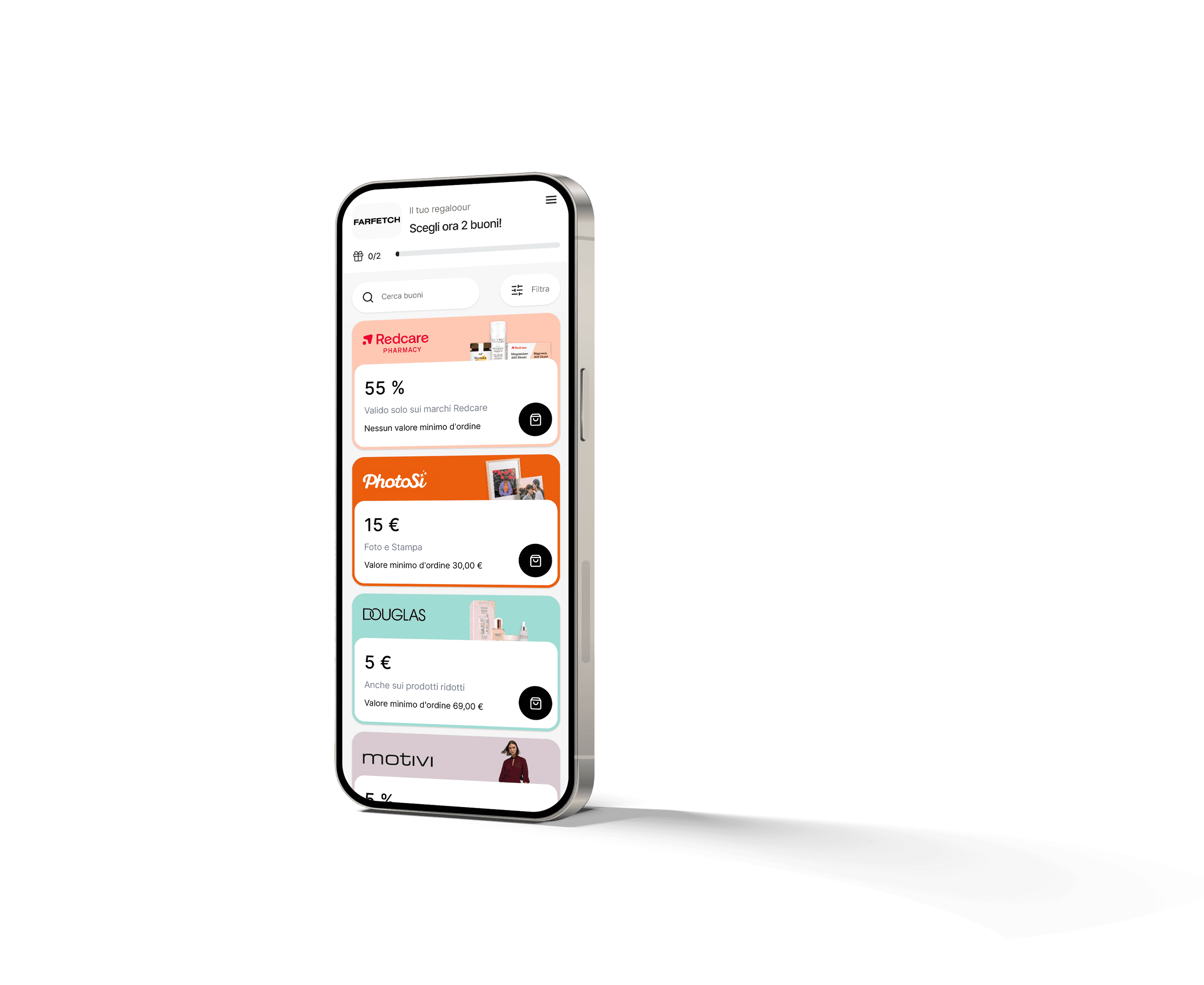 Smartphone con schermata prodotto Sovendus Voucher Network