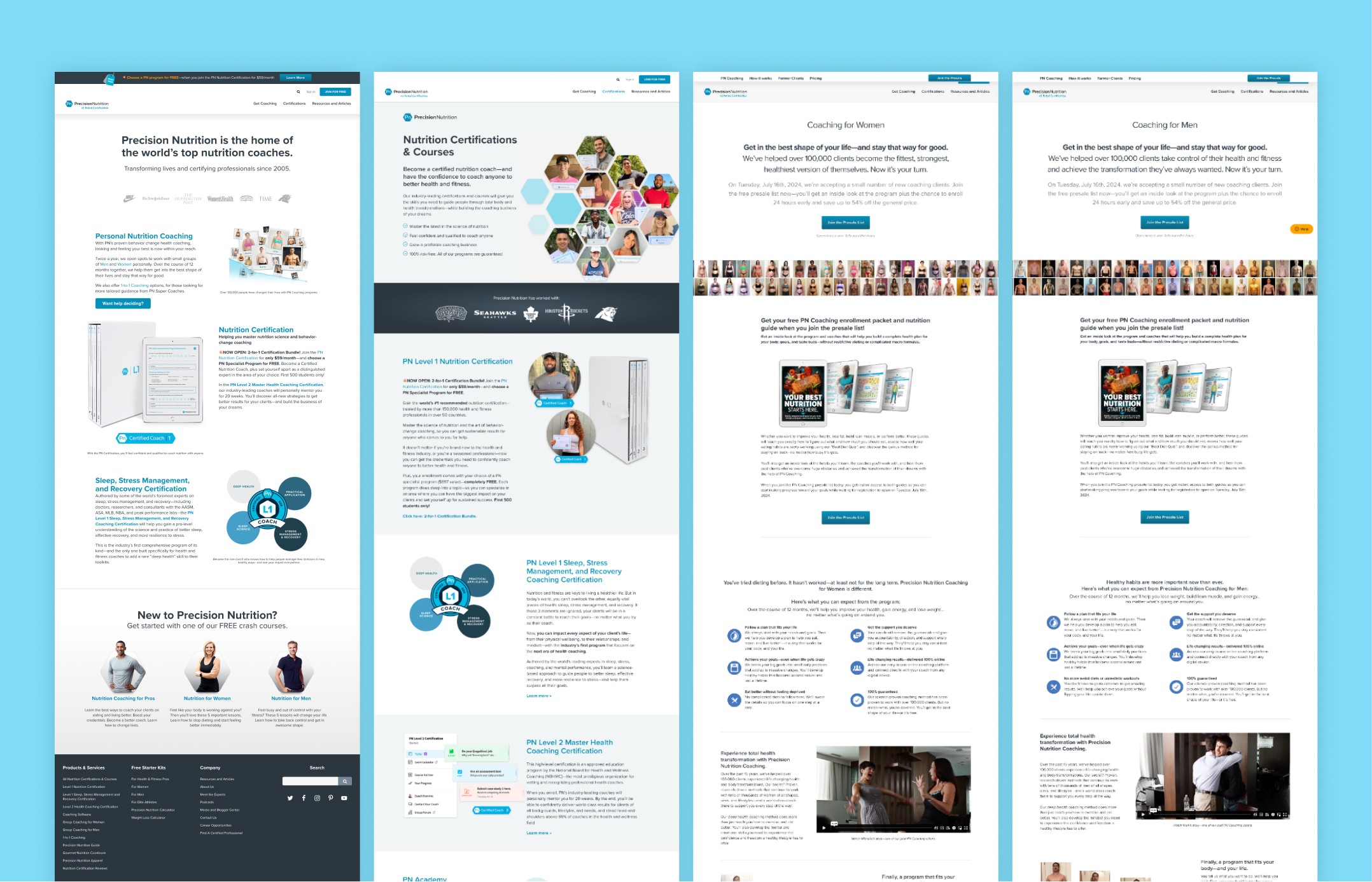 Precision Nutrition website design wireframes