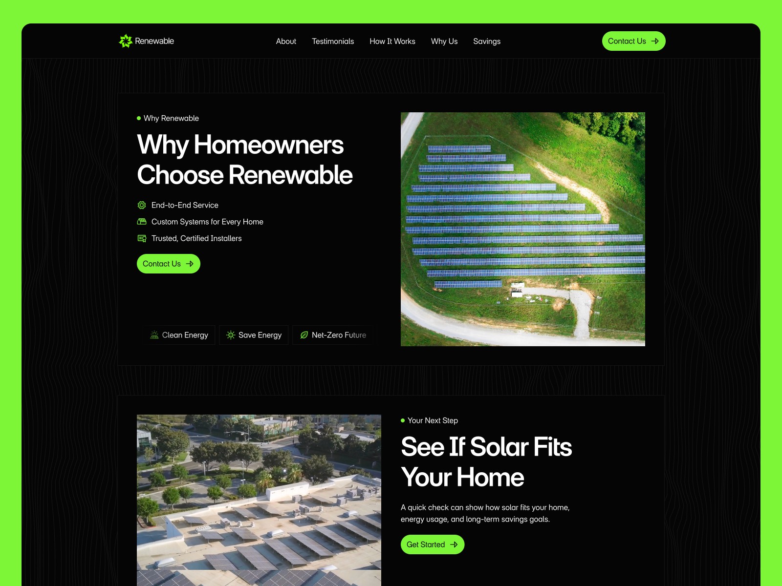 Renewable — 黑白极简现代落地页设计案例