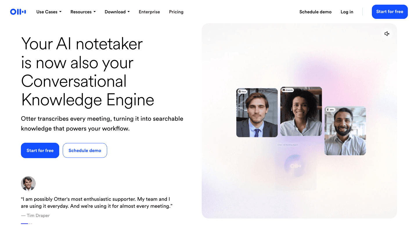 Otter.ai AI transcription and meeting notes app