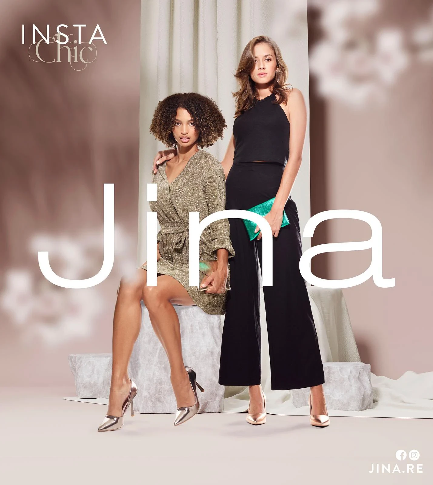 Campagne mode Jina — Deux femmes en tenues élégantes posant ensemble | Photographe David Dijoux, Réunion