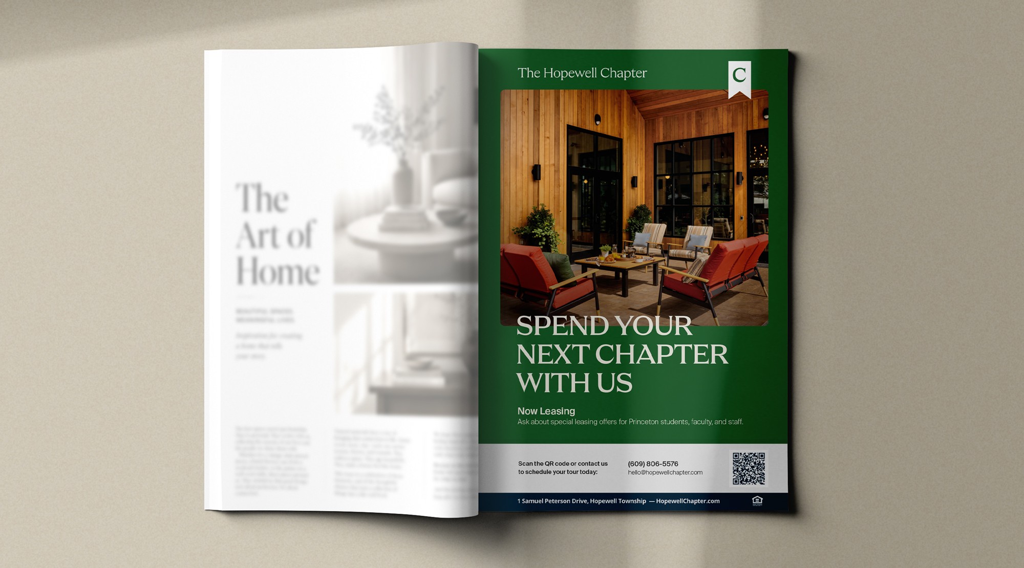 A three column layout showcasing mobile designs. The designs are clean and modern and show an example of the homepage, the mobile navigation, and a page representing the apartment search feature.
