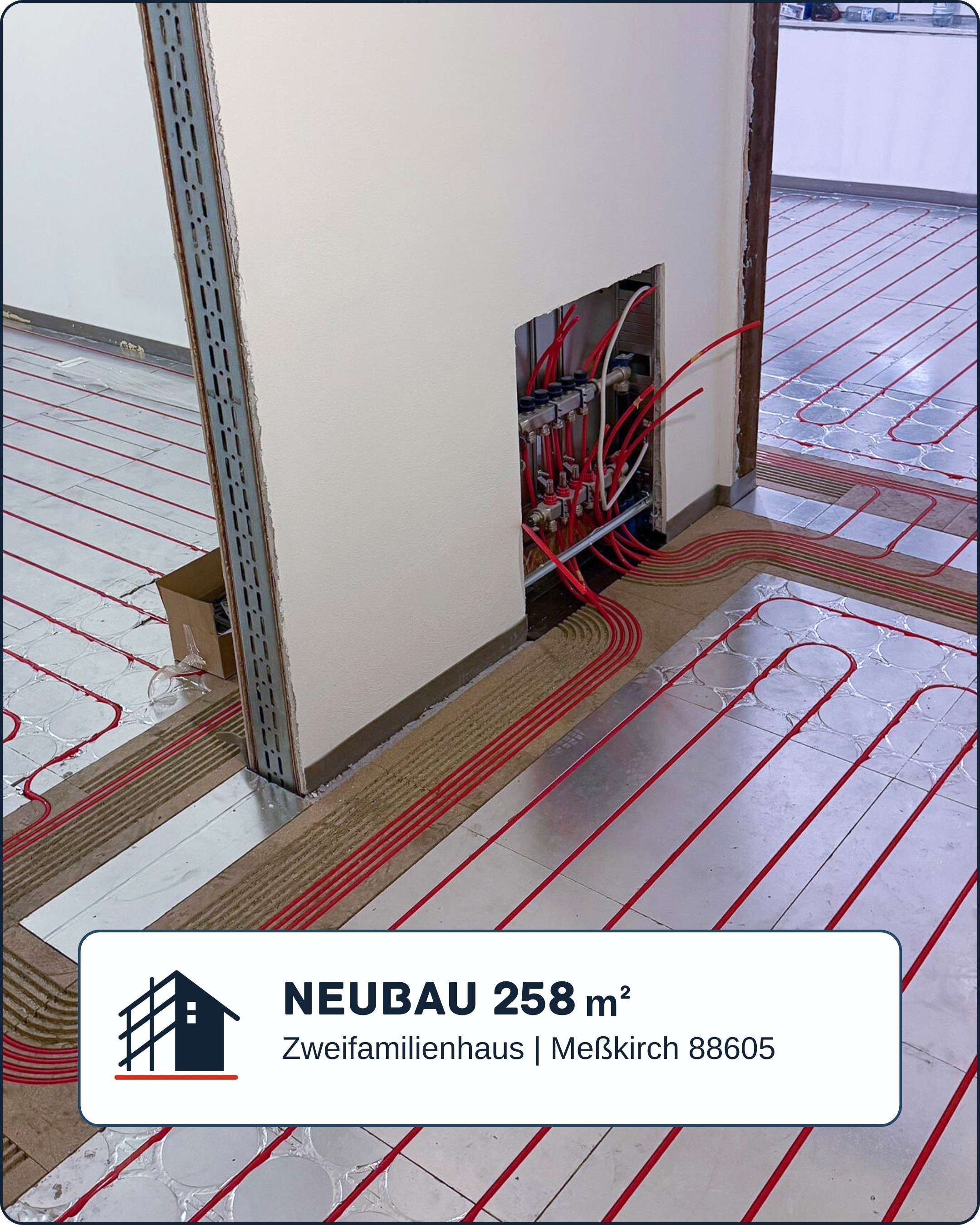 Referenz, verlegte Fußbodenheizung in einem sanierten Haus.